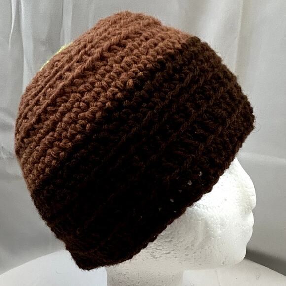 Handmade Cap Hat Crochet Brown 7 x 11" child or adult NWOT - Picture 4 of 6